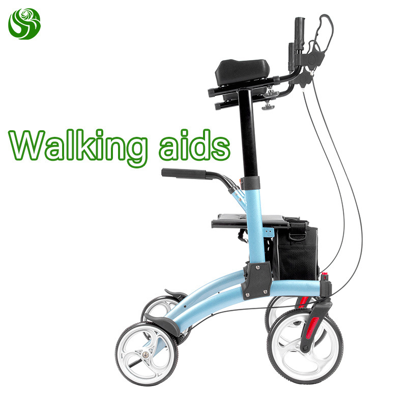 Juyi Adjustable Aluminum Walking Frame Standing Up Portable Rollator Walker For Adults Walking Aids