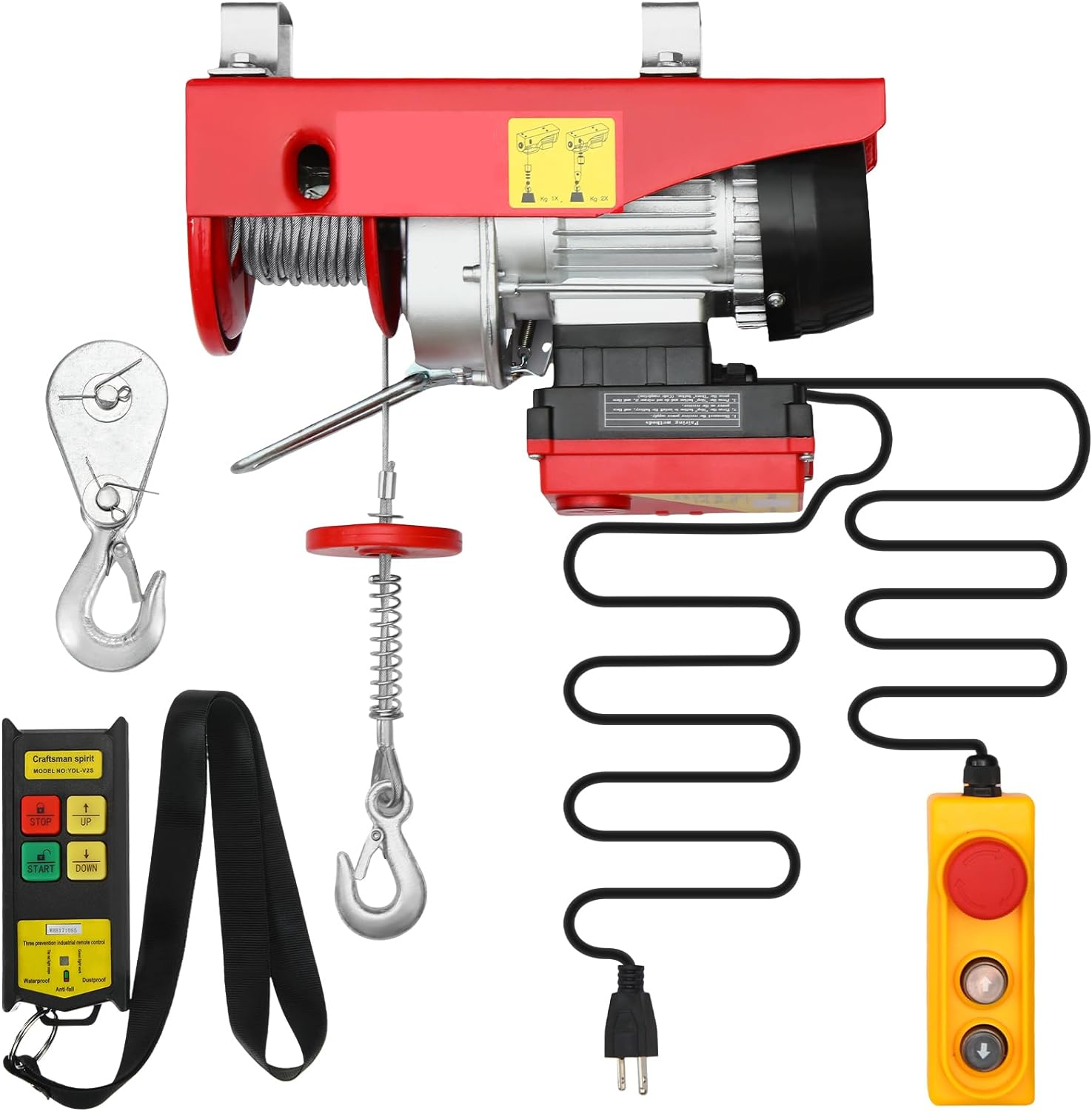 1200kg 5 ton 100t 10t mini european electric small hoist motor wire rope