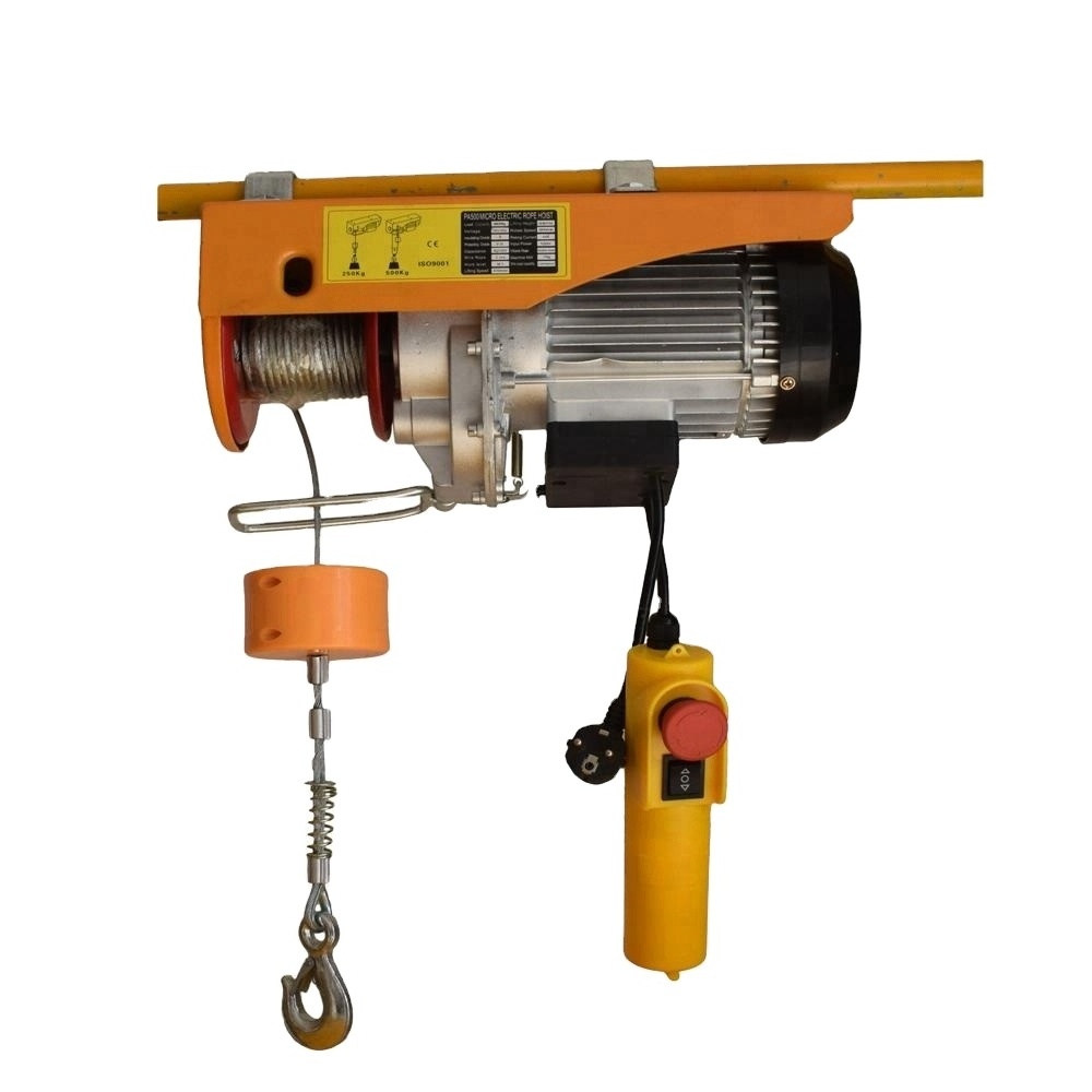 110v 120v electric winch wire rope hoist with trolley