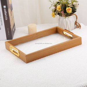 Luxury 2 Pac Acrylic Tray Handle Spill Proof Arabic Serving Tray Organizer Tray with Gold Color Box Handicraft Kitchen Organizer