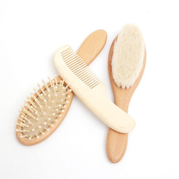 100% Nature Baby Hair Brush and Comb Set Eco-Friendly Wooden Baby Hair Brush