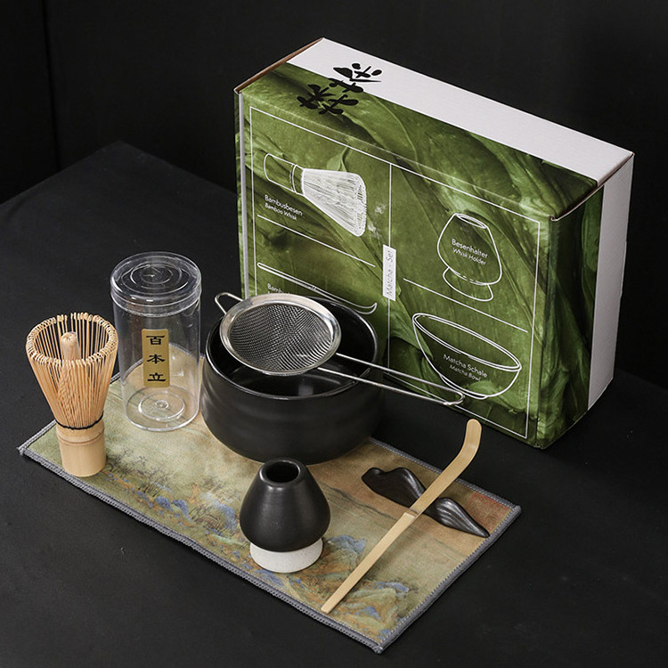 Wholesale Custom Printed Bamboo Tea Whisk Kit Matcha Green Bowl Tea Set With Cheap Price