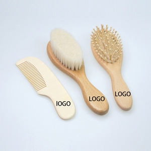 100% Nature Baby Hair Brush and Comb Set Eco-Friendly Wooden Baby Hair Brush