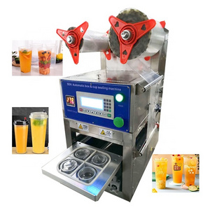 Automatic Cup Sealing Machine Tabletop Bubble Tea Plastic PP 4 Cups Sealer Machine