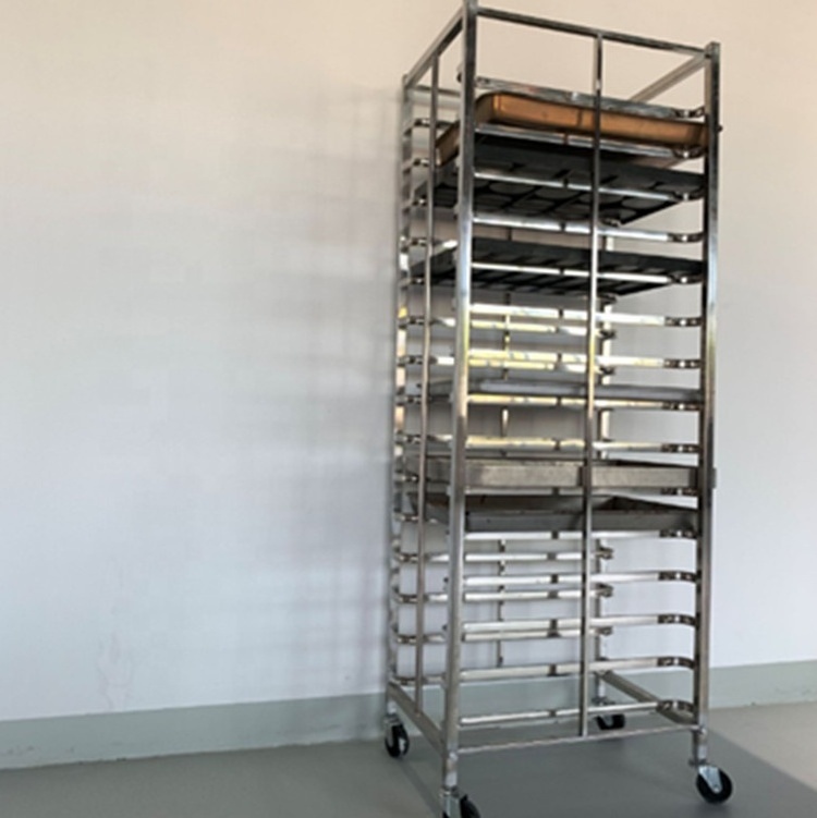 Easy to assemble 304 stainless steel tray trolley Kitchen Rack Bakery Trolley