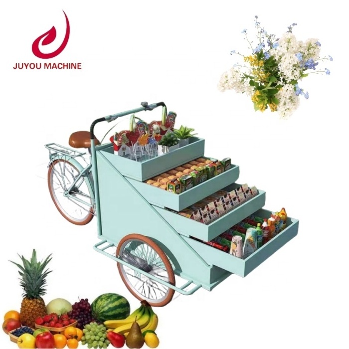 Colorful Portable folding cart Reverse riding donkey tricycle stall food truck mobile snack cart