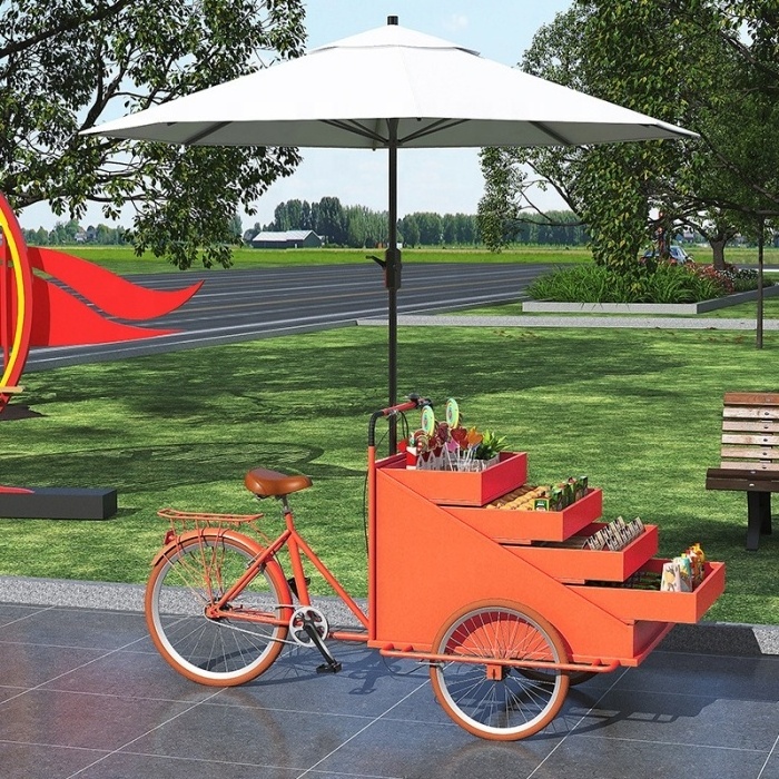 Colorful Portable folding cart Reverse riding donkey tricycle stall food truck mobile snack cart