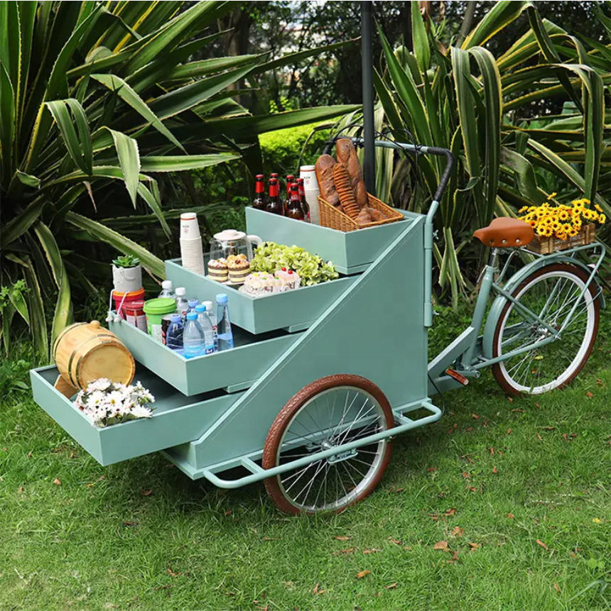 JUYOU new fast food tricycle coffee fruit vending cart coffee bike cart