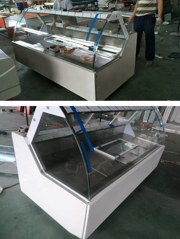 meat display refrigerator showcase for supermarket and butchers  deli case supermarket refrigerator showcase curved glass serve