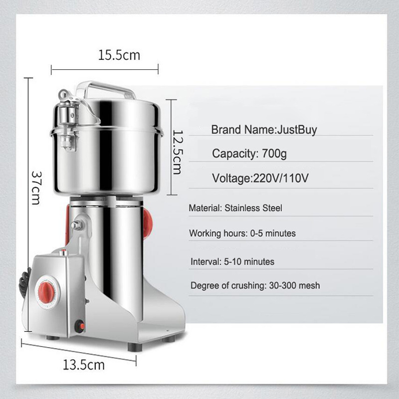 Stainless Steel  2000g  3kw Commercial Indian Spice Food Grinder Mill Bean Grinding Machine