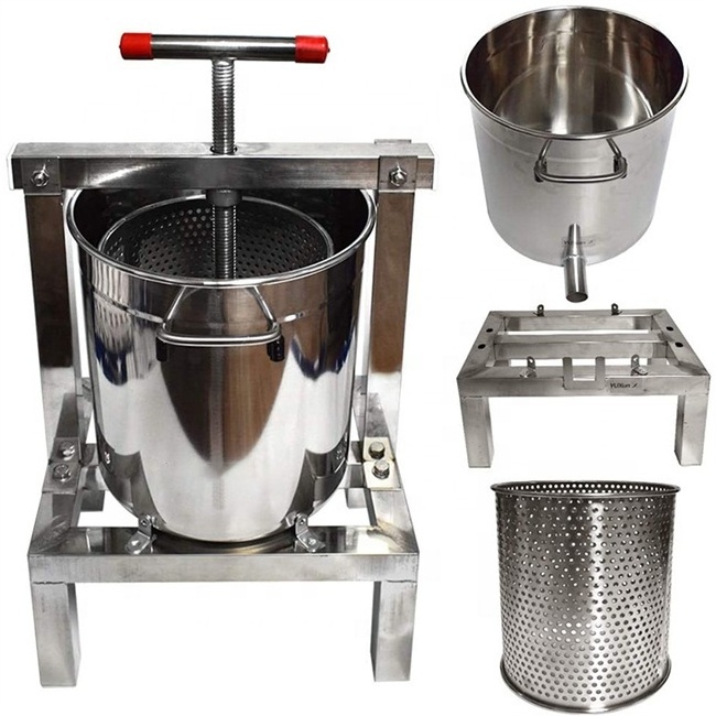 Bee Equipment Manual Stainless Steel Comb Pressing Hydraulic Wax Separator Extractor Honey Press Machine