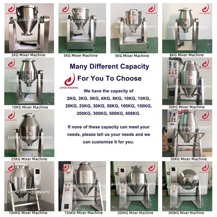 JUYOU High Speed Professional Blender W Type Double Cone Industrial Dry Powder Rotary Drum Mixer Blender Machine