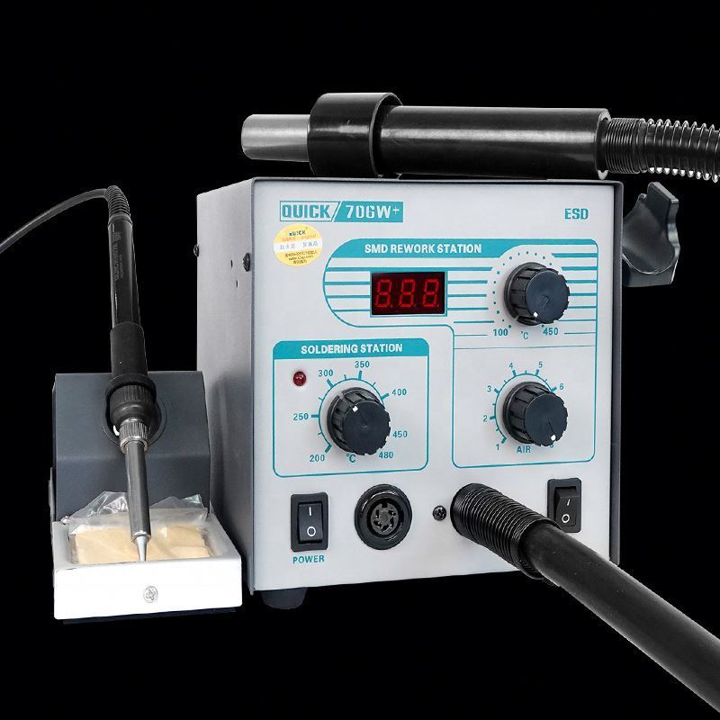 Quick 706w+ Lead Free Digital Electronic Bga Rework Soldering Station 2 in 1 Hand Hot Air Gun Soldering Station