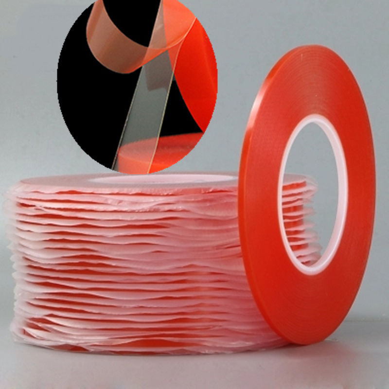 Width 1mm/2mm/3mm/5mm/6mm/8mm/10mm  25M Transparent Double Side Adhesive Tape  Red Film Sticky Adhesive Tape Cell Phone Repair