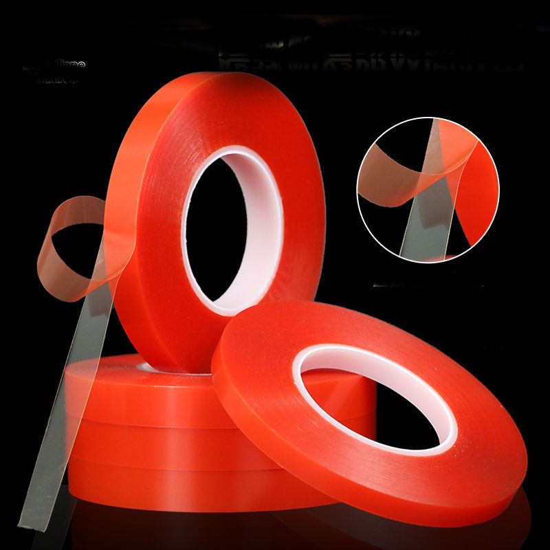 Width 1mm/2mm/3mm/5mm/6mm/8mm/10mm  25M Transparent Double Side Adhesive Tape  Red Film Sticky Adhesive Tape Cell Phone Repair