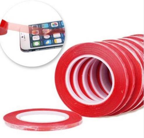 Width 1mm/2mm/3mm/5mm/6mm/8mm/10mm  25M Transparent Double Side Adhesive Tape  Red Film Sticky Adhesive Tape Cell Phone Repair