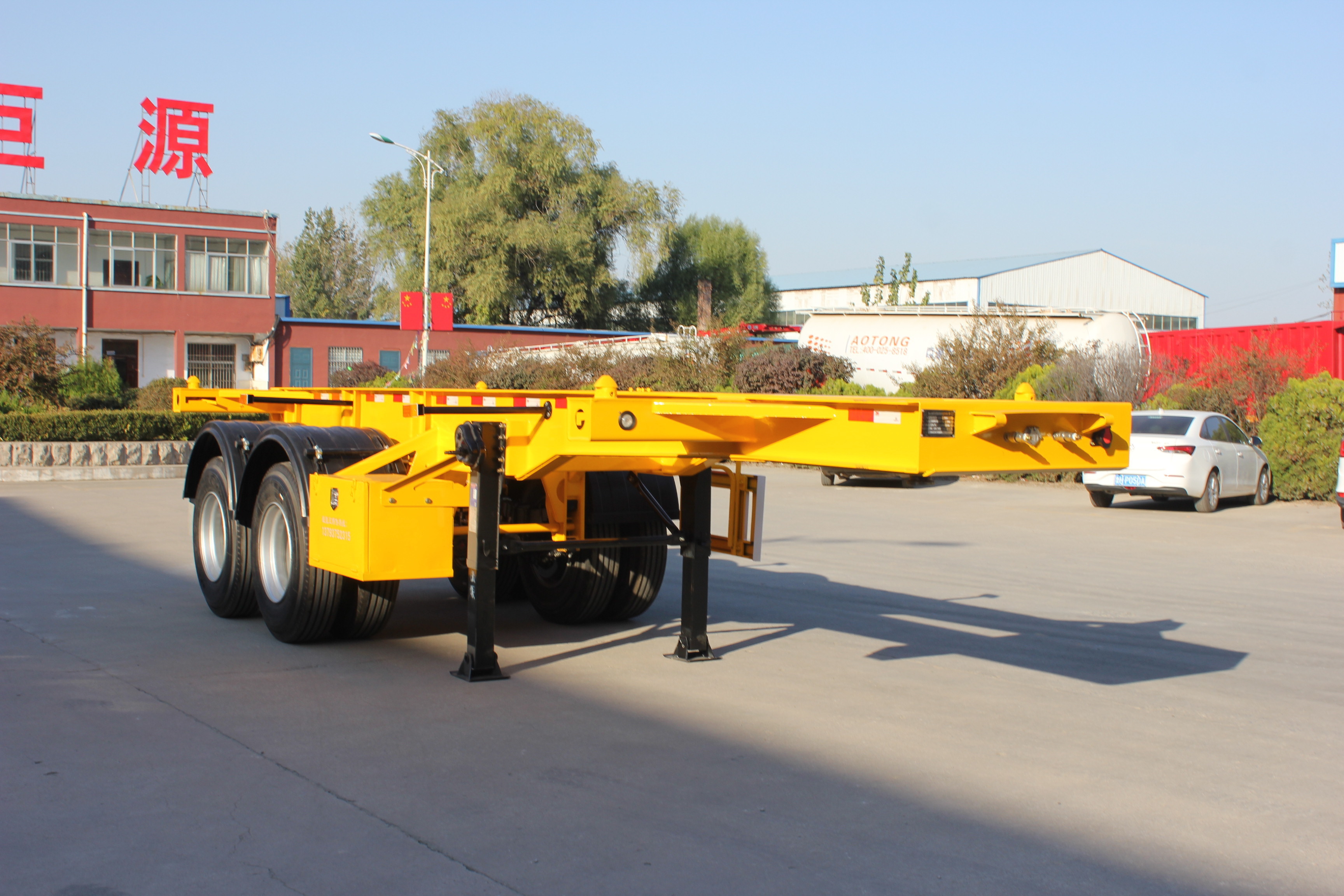 Aotong 40ft Bomb cart Skeleton Container port Transport Semi Trailer for Sale(solid tire and 2axle or 3 axle optional)