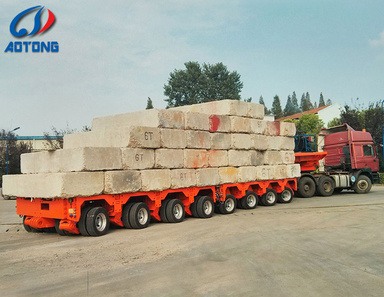 Multi-axis self-propelled modular transporter trailer articulated towable 250 ton modular low bed semi trailer