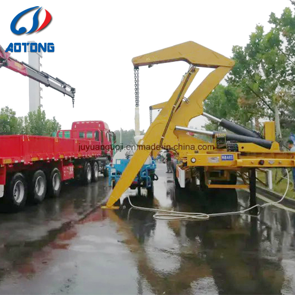 3 axle self loading truck transporting 40ft container side loader semi trailer