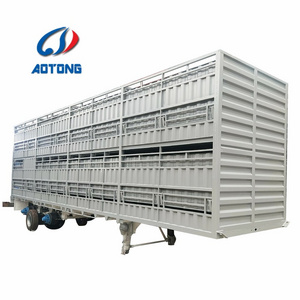 Double Deck 3-axle animal transport Storehouse barssemi trailer/livestock semi truck trailer /fencing trailer for sale