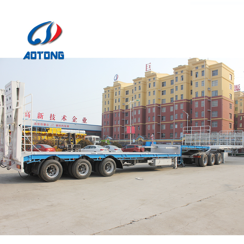 60 ton lowboy trailer 3 axles excavator carrier truck low bed trailers China factory semi truck trailer for sale