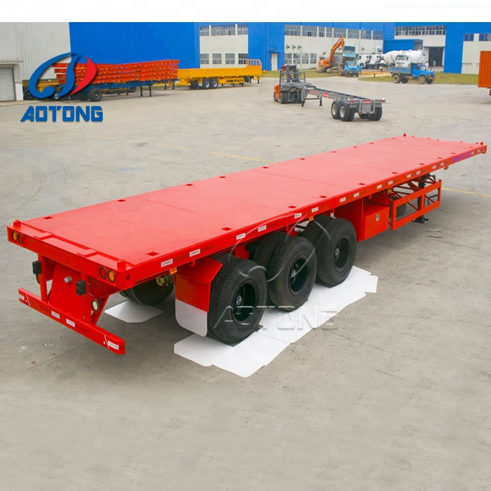 quality 3 axle flatbed semi trailer 20ft 40ft container transport truck trailers