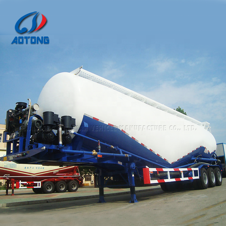 AOTONG semi trailer 60 m3 low density powder material transport tankers 3 axles bulk cement tank trailer for sale