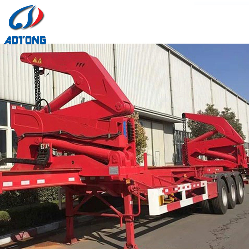 3 axle self loading truck transporting 40ft container side loader semi trailer