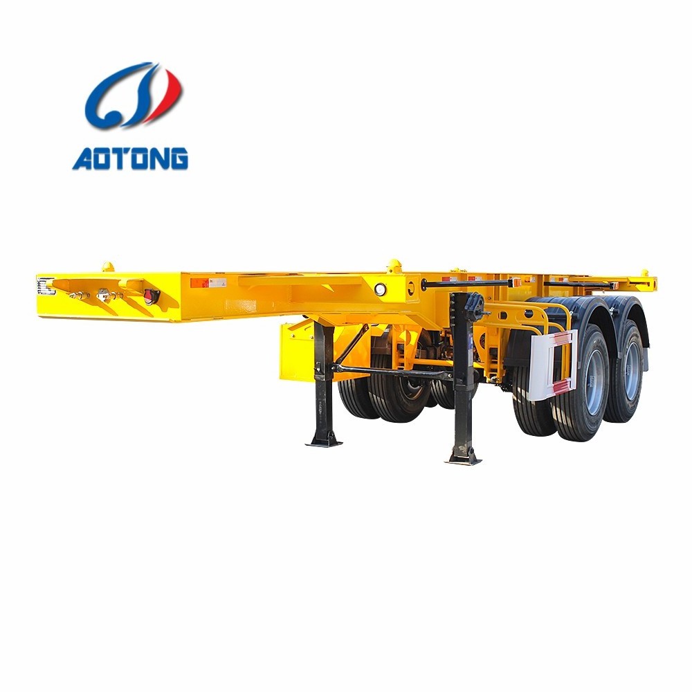 Aotong 40ft Bomb cart Skeleton Container port Transport Semi Trailer for Sale(solid tire and 2axle or 3 axle optional)