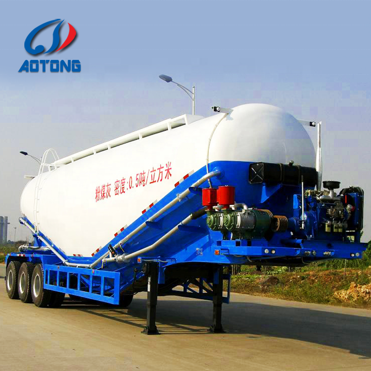 AOTONG semi trailer 60 m3 low density powder material transport tankers 3 axles bulk cement tank trailer for sale