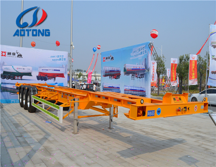 Aotong 40ft Bomb cart Skeleton Container port Transport Semi Trailer for Sale(solid tire and 2axle or 3 axle optional)