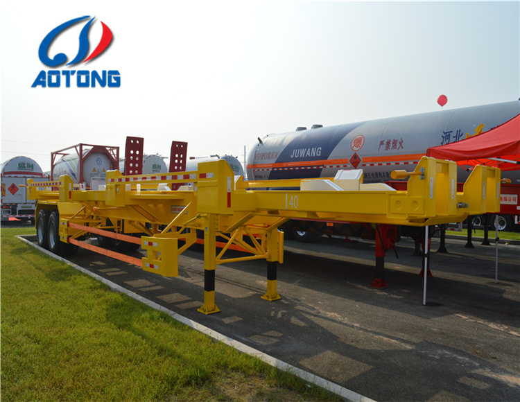 Aotong 40ft Bomb cart Skeleton Container port Transport Semi Trailer for Sale(solid tire and 2axle or 3 axle optional)