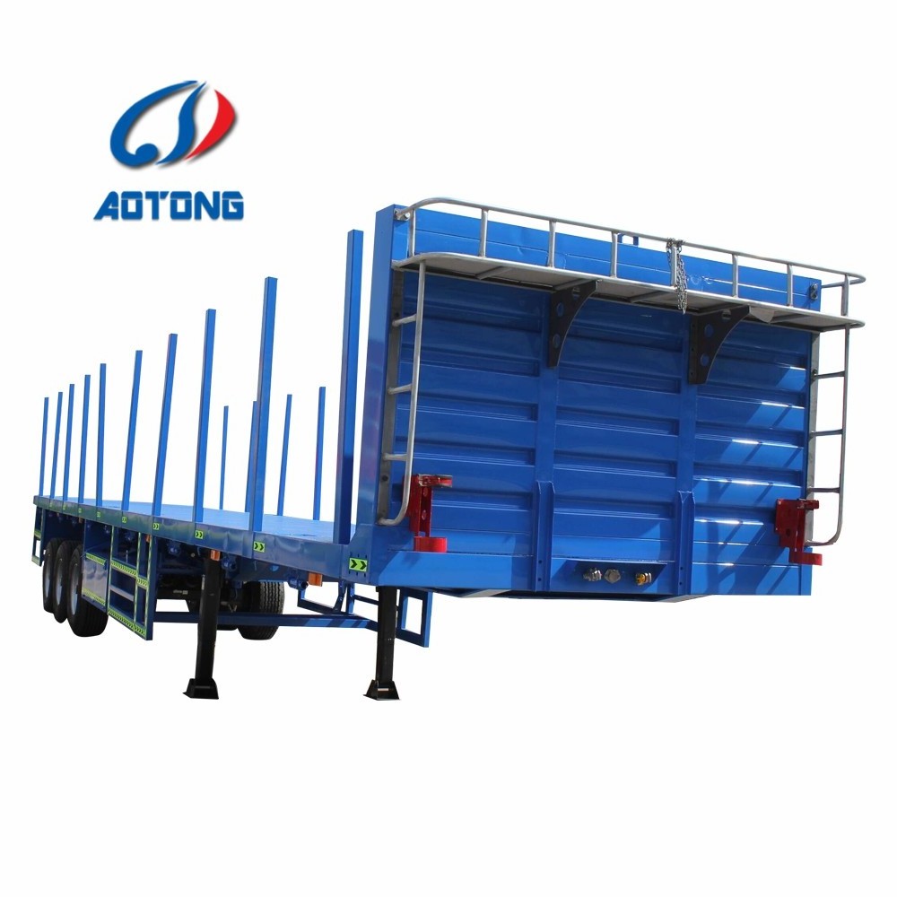 JUYUAN truck 40ft flat bed semi trailers 3 axles shipping container trailer good quality 20ft 45ft flatbed truck trailers