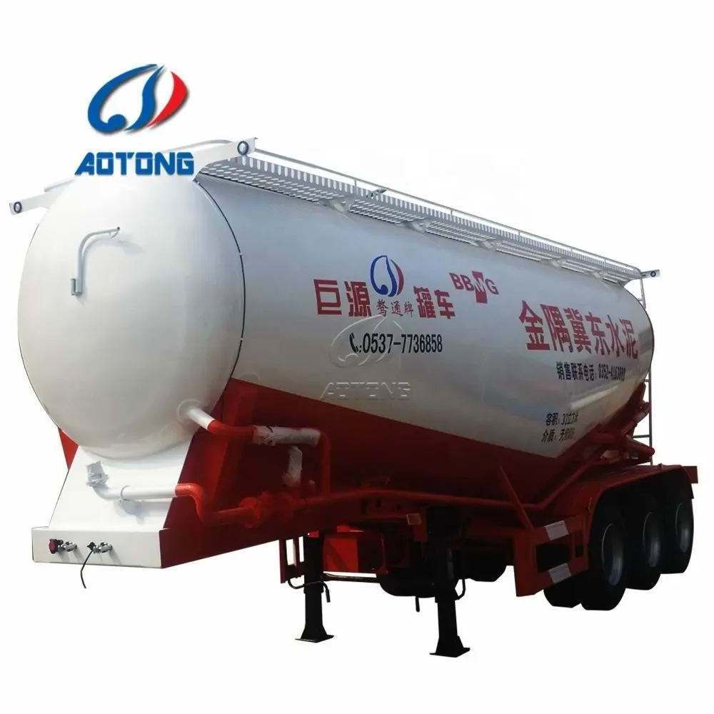 Aotong 3 axles 50-60 ton cement bulker and bulk powder tank semi trailers for sale/Cement bulk trailer