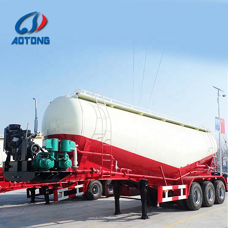 AOTONG semi trailer 60 m3 low density powder material transport tankers 3 axles bulk cement tank trailer for sale