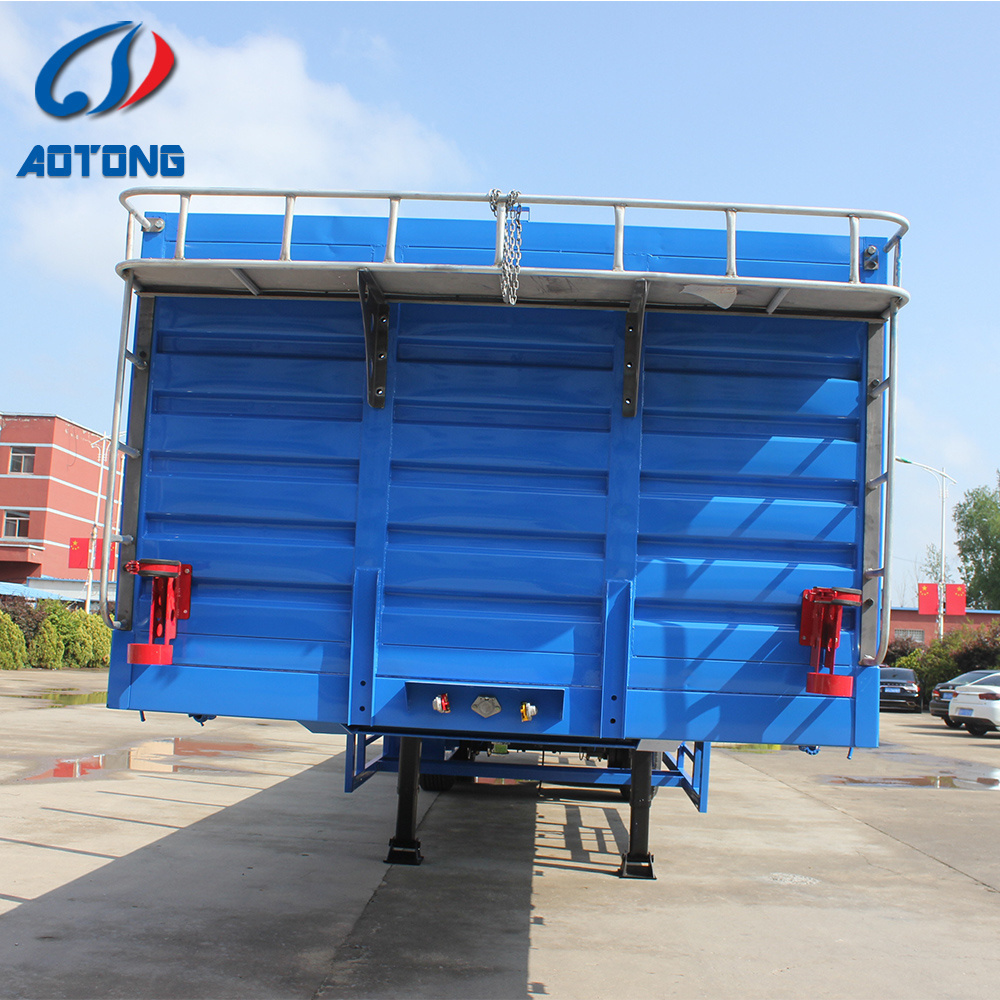 Aotong brand 3 axles Container truck trailer with side poles for timber and sugar cane transportation