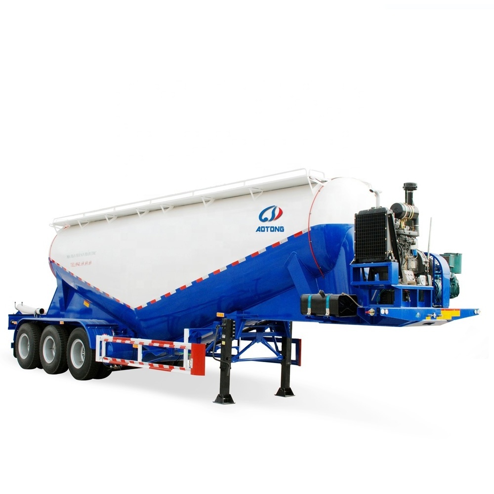 AOTONG semi trailer 60 m3 low density powder material transport tankers 3 axles bulk cement tank trailer for sale