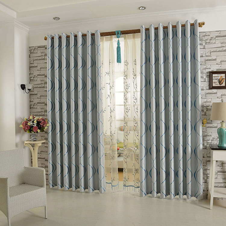 New Popular Patchwork  Factory Supply Blackout Yarn Dyed Wave Window Curtain Home