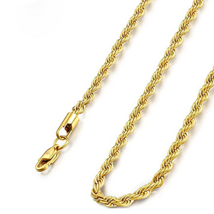 14k gold chains for men gold jewelry 4mm twist rope chain for women and men 21 inch long chain 12440