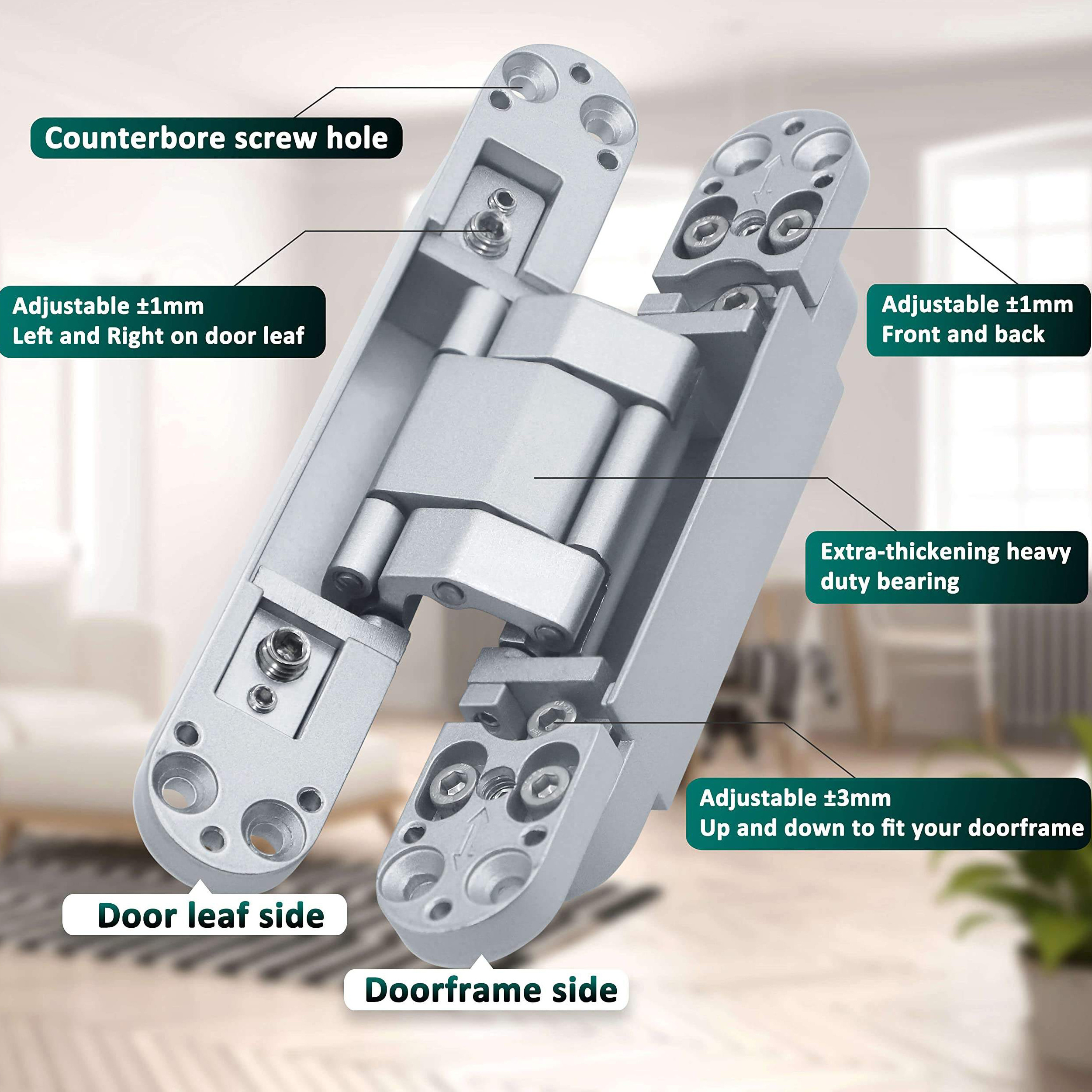 Heavy Duty Invisible 3D Concealed Hidden Hinges For Aluminum Wooden Door 180 Degree Adjustable Concealed Door Hinge