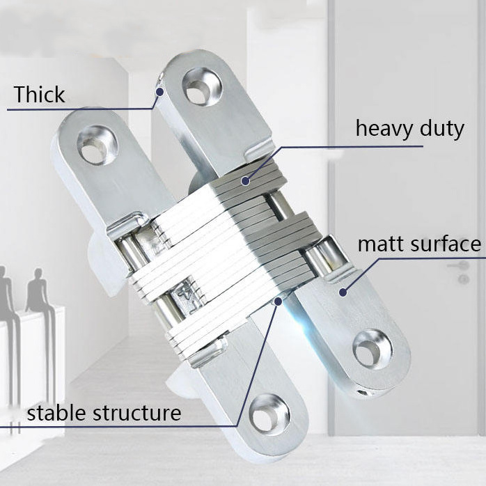 85KG Heavy Duty Mortise Mount Hidden Hinges For Folding Door Gate Hardware Zinc Alloy Cross Concealed Door Hinge