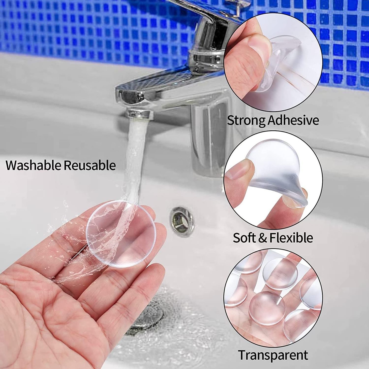 Waterproof Reusable Plastic Self Adhesive Door Stops Shock Absorbent Clear Silicon Buffer Wall Guard Door Stopper for Wall