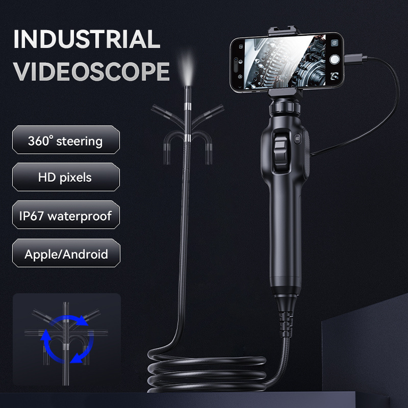 Articulating Borescope, 8.5mm Lens IP67 Waterproof Steering Probe,  Endoscope Compatible with Android and iOS Phone