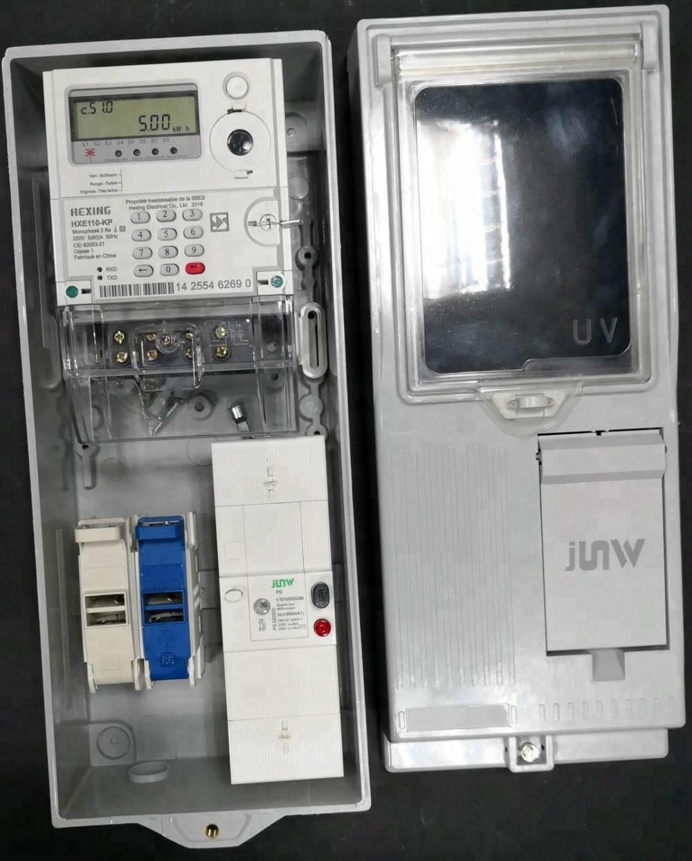 JUNW hot type househouldr three phase prepaid energy meter box