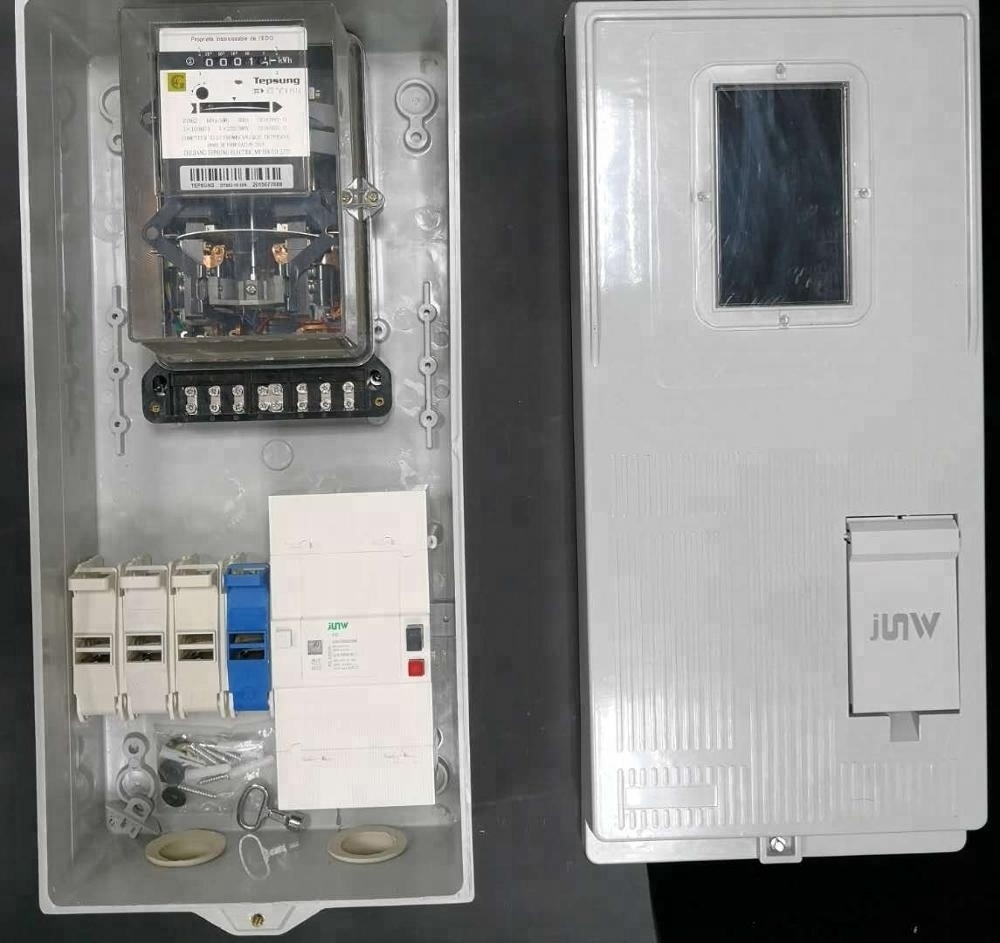 electric power box & Single phase 3 phase prepayment energy meter with hinges,lock and key