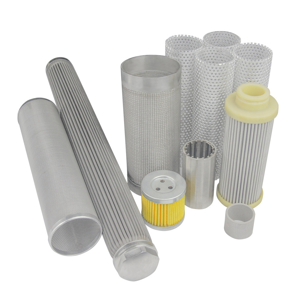 AISI 304 316l multi-layer 10 20 micron stainless steel wire mesh filter tube pleated filter cartridge