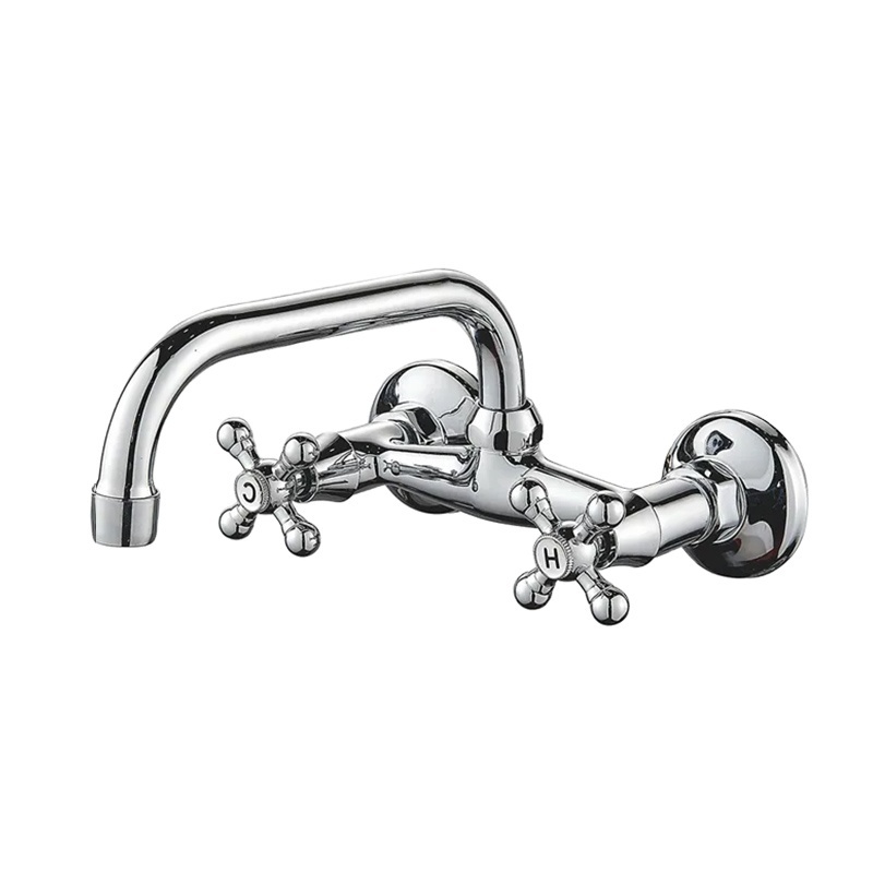 Wall Mounted Dual Handle Low Price Sink Water Tap Bridge Kitchen Faucets