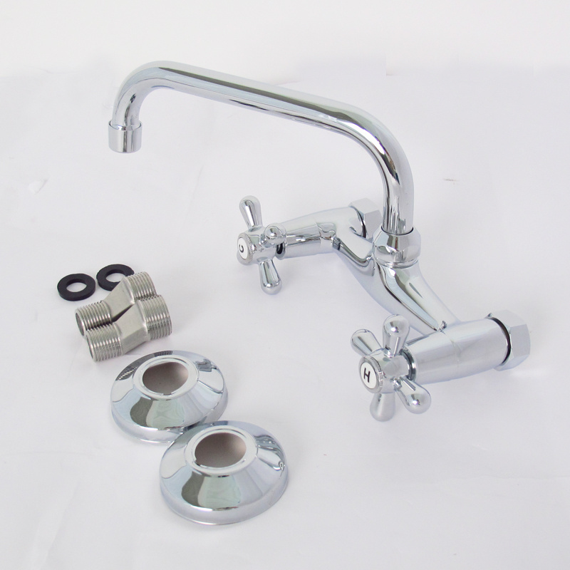 Wall Mounted Dual Handle Low Price Sink Water Tap Bridge Kitchen Faucets