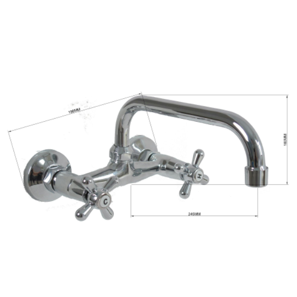 Wall Mounted Dual Handle Low Price Sink Water Tap Bridge Kitchen Faucets