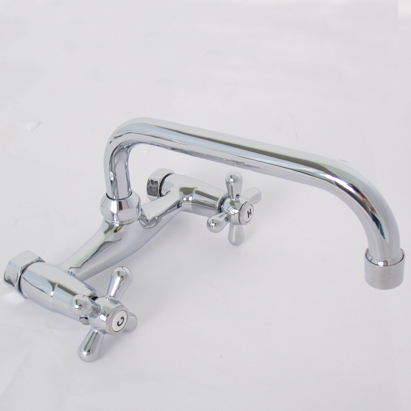 Wall Mounted Dual Handle Low Price Sink Water Tap Bridge Kitchen Faucets